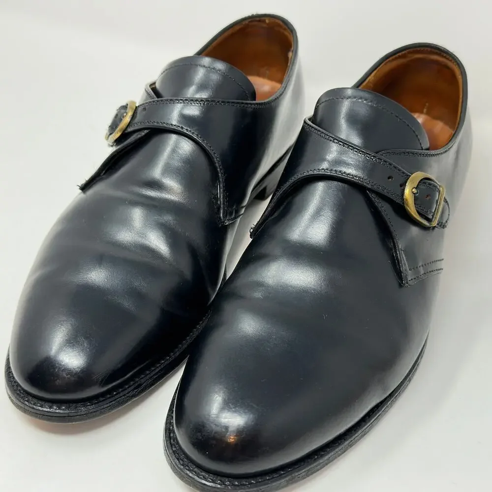 Alden 1655 Plain Toe Monk Strap Dress Shoes Mens 11 B/D Black Shell Cordovan